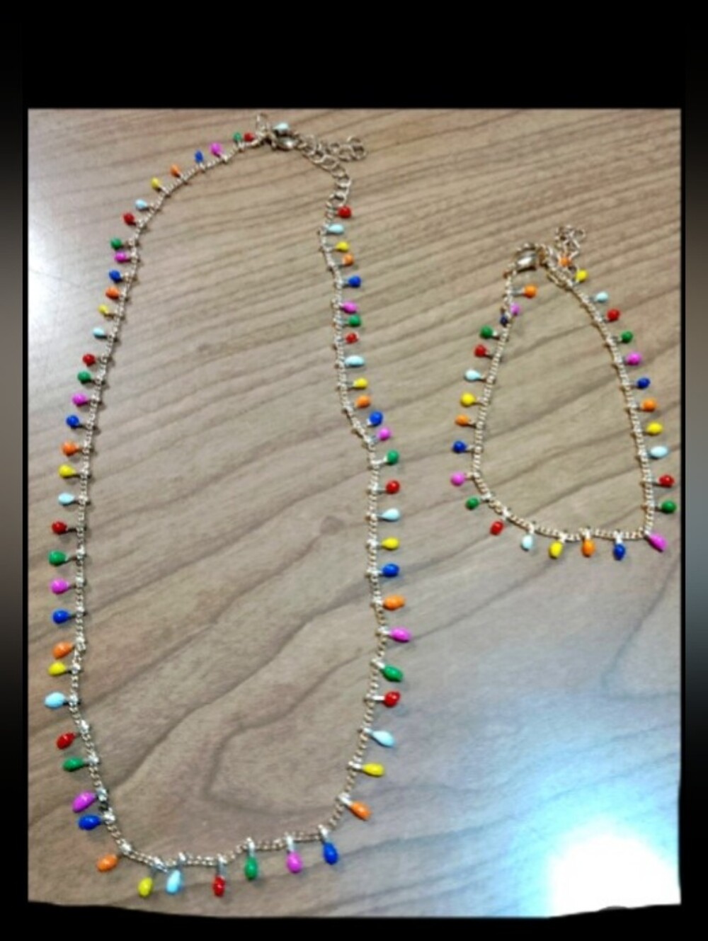 Women's Gold Multi-Color Necklace and Bracelet Set